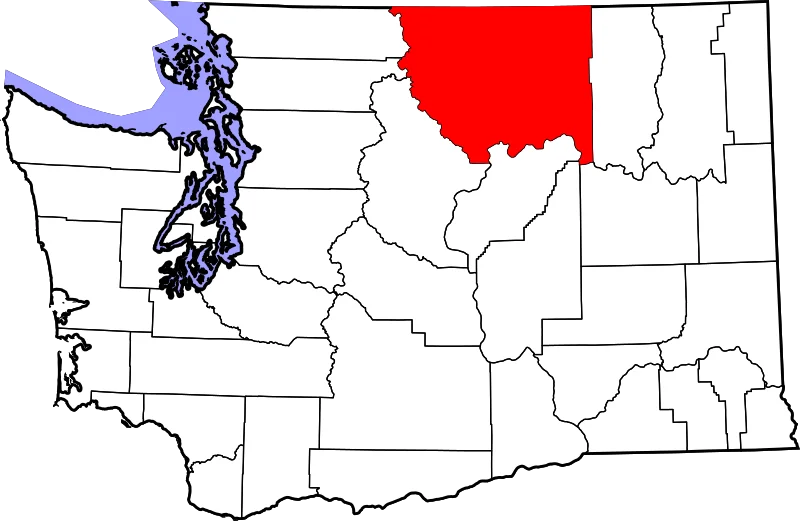 Stylized map of Washington State highlighting Okanogan